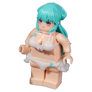 初音未来美少女二次元女士乐高人仔小积木玩具模型泳装胖手办人偶