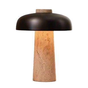 北欧黄洞石蘑菇灯复古台灯客厅卧室设计师中古充电台灯床头灯夜灯