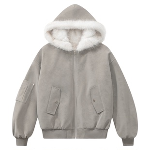 CLIMAX VISION【两面穿】座山雕环保皮草PU皮保暖毛毛夹克外套女