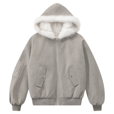 CLIMAX VISION【两面穿】座山雕环保皮草PU皮保暖毛毛夹克外套女