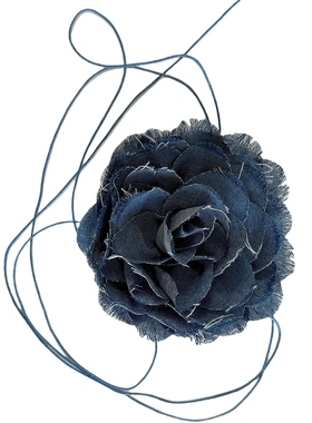 牛仔布花朵chocker项链绑带