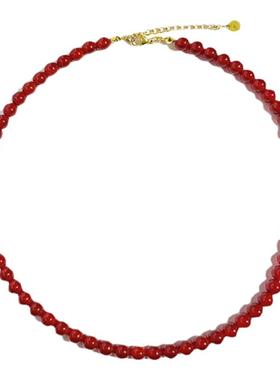 冰透红玛瑙手工串珠项链
