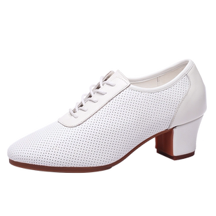 紫米雪新款真牛皮广场舞蹈鞋吉特巴双人交谊舞摩登跳舞鞋透气女鞋