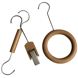 头纱夹子面料夹杂志夹女装店单夹胡桃色实木S钩s型木质双头钩挂包