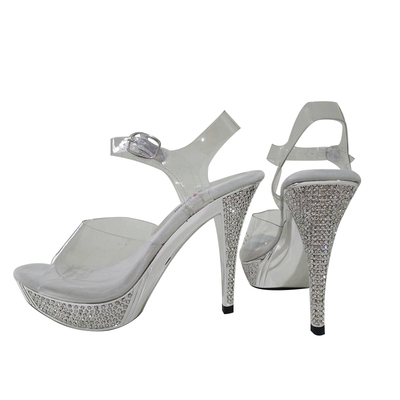 前3后模特走秀银色比基尼高跟鞋