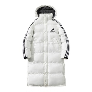 长款过膝羽绒服男女2025冬季新款加厚白鸭绒防寒服情侣三条杠外套