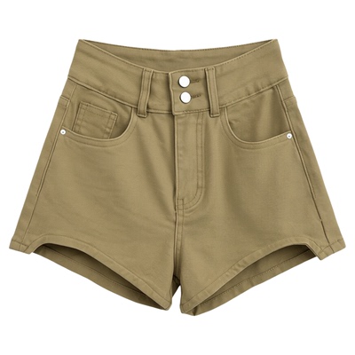 弹力包臀三分牛仔短裤