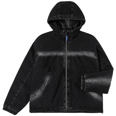 Lee暖fufu商场款25冬新舒适版连帽连肩袖设计黑灰色男牛仔羽绒服