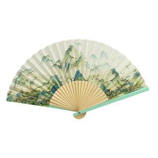 扇子古风折扇夏天随身便携折叠扇中国风千里江山图旗袍汉服舞蹈扇