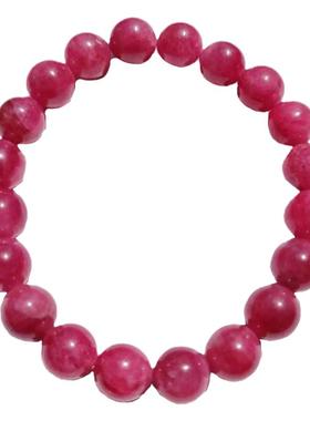 天然蔷薇辉石手链原石珠子桃花玫瑰石粉红色手串宝石无加无烧项链