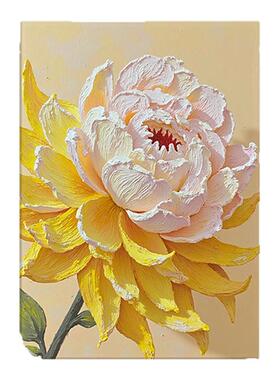 花开富贵客厅装饰画奶油风抽象黄色菊花肌理感油画感花卉玄关挂画