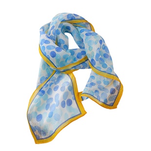 波点真丝飘带长条丝巾系脖春夏纱巾高级感桑蚕丝围巾女士薄款披肩