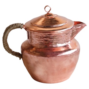 全手工纯铜烤茶罐 紫铜带盖奶壶 红铜复古可爱600ml分茶器分享壶