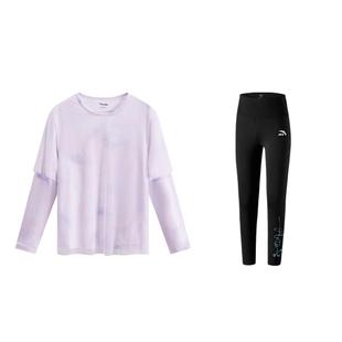 安踏儿童装女童套装春夏2025款长袖T恤长裤速干时尚两件套运动装