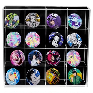 吧唧谷子展示盒收纳架亚克力书桌架徽章分格动漫同人挂件流沙周边