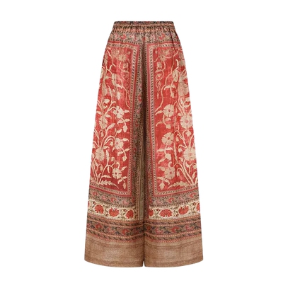 INTOEAST亚麻印花直筒阔腿长裤