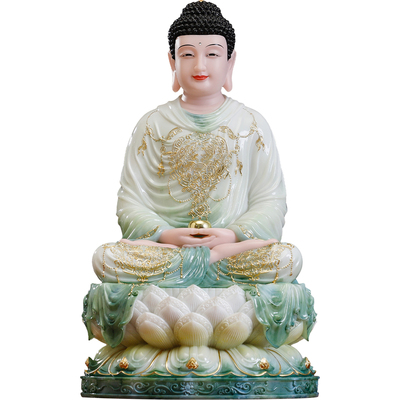 汉白玉娑婆三圣佛像佛堂供奉观音