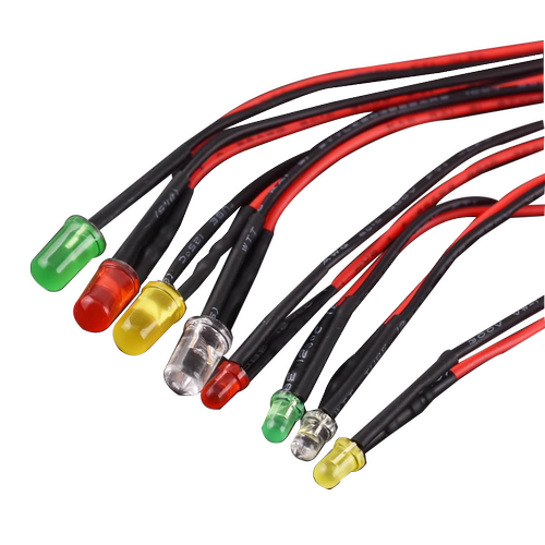 3MM/5MM高亮LED灯发光二极管5V12V带线LED灯珠小灯泡玩具车指示灯