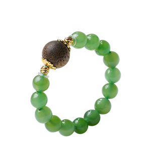 印象眸和田玉戒指碧玉白玉小米珠串珠戒指指环女款多宝时尚手饰