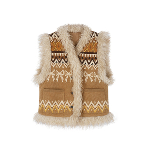 UOOYAA/乌丫2025冬季新款毛绒费尔岛马甲