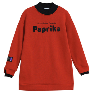 女士加绒卫衣女2025秋冬新款假两件宽松中长款半高领加厚打底上衣