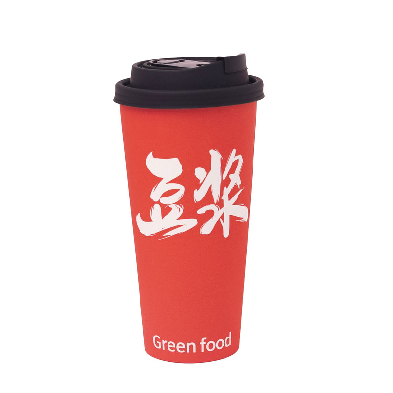 豆浆杯子一次性带盖商用早餐专用豆浆杯耐高温外带可封口纸杯批发