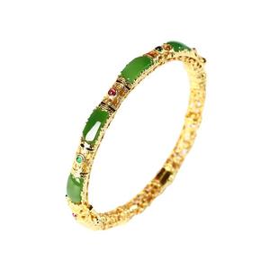 宫里上新花丝纯银手镯女款天然和田玉镯子古法古风生日礼物送妈妈