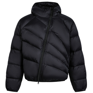 OV原创美式90白鸭绒排骨斜拉链羽绒服女冬季轻薄保暖连帽休闲外套