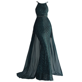 晚礼服女小众设计感轻奢高级感雪纺脖气质女神范婚礼宴会连衣裙子