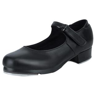 儿童女童踢踏舞鞋女孩女生专业黑色魔术扣仿皮真皮牛皮踢他舞鞋