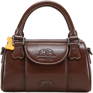 新娘新年礼物TOUTOU线条小狗波士顿保龄球包红色婚包单肩斜挎包女