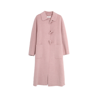 西町村屋文艺羊毛大衣女秋冬新款学院设计感纽扣双面呢HD8209005