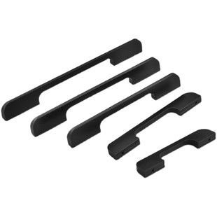 衣柜门长拉手实心橱柜顶柜吊柜鞋柜抽屉黑色铝合金门把手现代简约