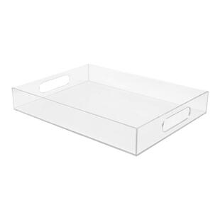 亚克力托盘带把手长方形桌面餐具展示方盒面包甜点自选收纳购物盘