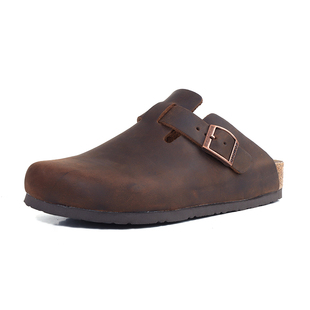 DYOWOZ/东园物作软木拖鞋真皮休闲日系复古包头鞋舒适外穿勃肯鞋