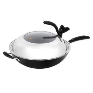 豪森炒锅不粘锅平底生铸铁锅电磁炉炒锅无涂层炒菜锅老式锅具36cm