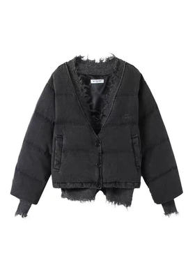 破坏设计明星同款白鸭绒羽绒服女