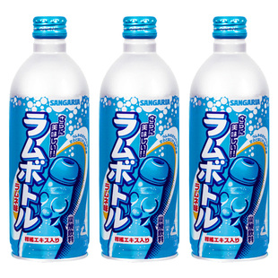 日本进口SANGARIA三佳利桑格利亚波子汽水原味碳酸饮料500ml*3瓶