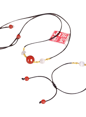 红玛瑙项链女编织手绳