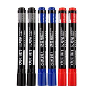 得力记号笔黑色防水防油不掉色工地专用油性大头笔勾线笔标签快递物流粗头瓷砖画线专用笔红色速干水笔马克笔