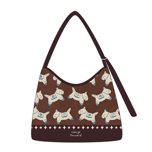 马年新款斜挎包小众复古小马拉链帆布包休闲通勤便携单肩包女AC81