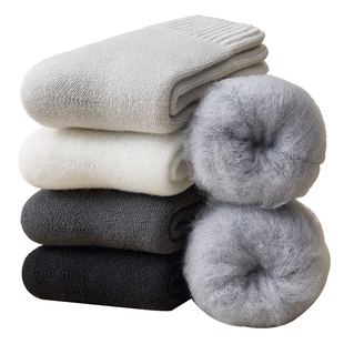 羊毛袜子男款秋冬保暖中筒袜加绒加厚毛绒袜冬天男士超厚睡眠长袜