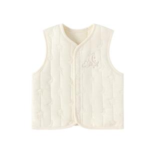 babylove婴儿马甲秋冬季薄夹棉坎肩宝宝外搭马夹纯色百搭保暖上衣