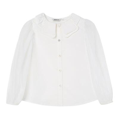 瑞比克纯棉甜美泡泡袖长袖衬衫