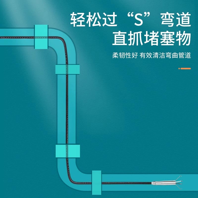 管道疏通夹下水道异物垃圾夹四爪拾物器厕所弹簧钩子马桶清理工具
