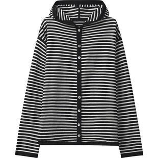 【100%羊毛】播商场同款条纹针织衫女24秋薄款外套BDR3SD3381