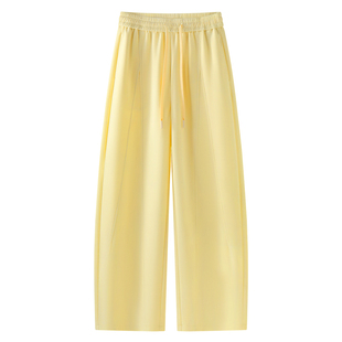 黄色阔腿弯刀裤子女2026新款春秋季慵懒松弛运动裤宽松休闲裤卫裤