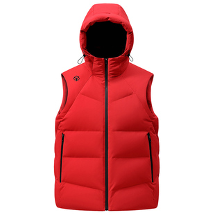 鸭鸭羽绒马甲男款冬季户外休闲无袖马夹短款连帽保暖外套男女同款