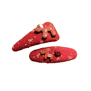 可爱复古红色小马毛呢发夹女边夹侧边碎发刘海夹高级感新年头饰