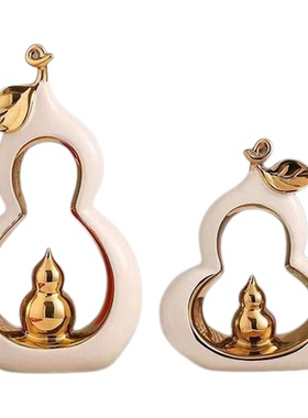 轻奢新中式葫芦鹿寓意陶瓷摆件家居客厅玄关电视柜酒柜禅意装饰